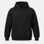 Buzo canguro negro liso con capucha sin cordones y bolsillo frontal de PIMPARI Basic