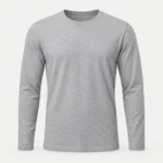 Remera gris lisa de manga larga y cuello redondo de PIMPARI Basic