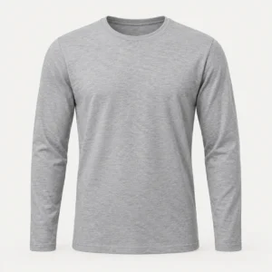 Remera gris lisa de manga larga y cuello redondo de PIMPARI Basic