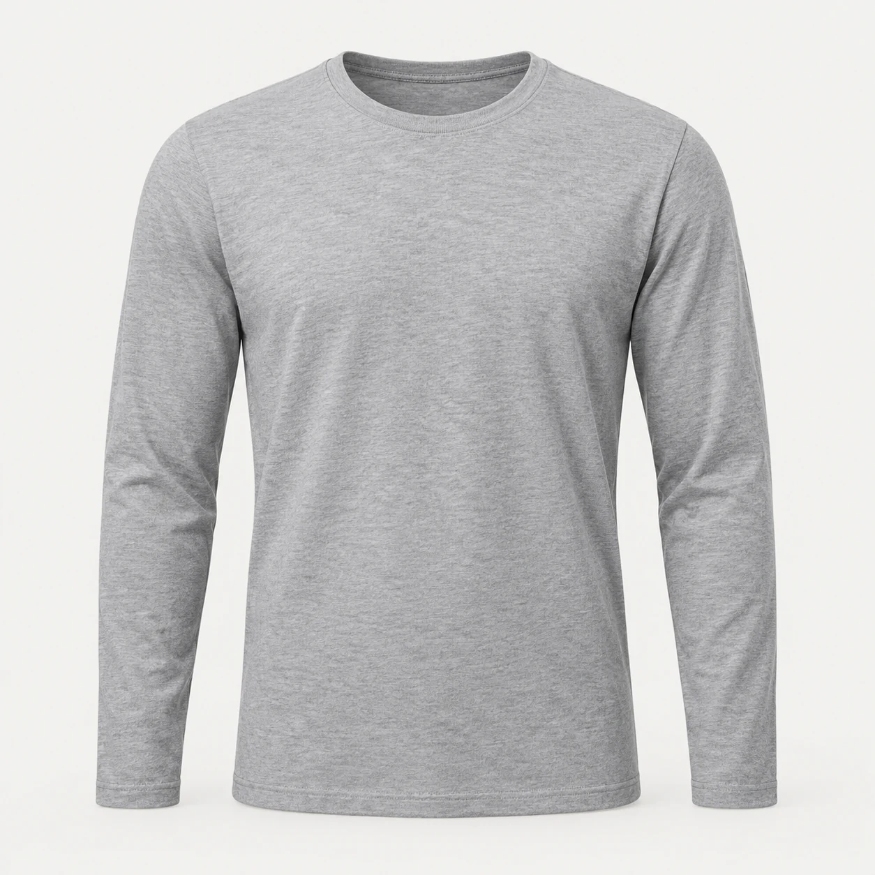 Remera gris lisa de manga larga y cuello redondo de PIMPARI Basic