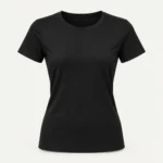Remera negra lisa de mujer con manga corta y calce entallado, modelo Classic de PIMPARI Basic