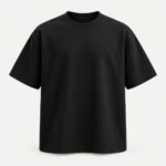 Remera negra lisa de corte amplio y cuello redondo, modelo Premium Heavy de PIMPARI Basic