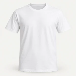 Remera blanca lisa de manga corta y cuello redondo, modelo Classic Unisex de PIMPARI Basic