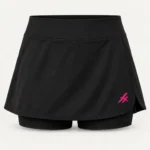 Pollera short negra de pádel Set con isotipo magenta de PIMPARI Sport
