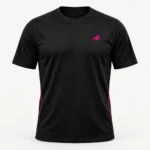 Remera negra de pádel Drive Unisex con isotipo magenta en el pecho de PIMPARI Sport