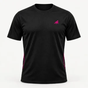 Remera negra de pádel Drive Unisex con isotipo magenta en el pecho de PIMPARI Sport